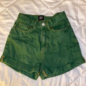 green bdg high rise denim shorts